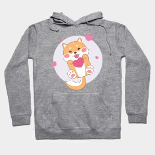 Cute Shiba Inu With Heart Hoodie